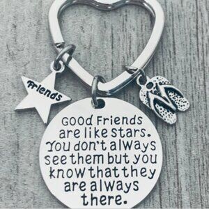 Best Friends Keychain-Good Friends Heart Keychain- Friend Jewelry- Flip Flops